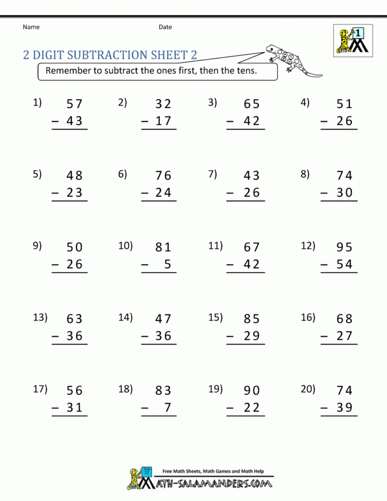 1St Grade Math A Dish On And Subtract 2 Digit Math Worksheets 2 Digit 