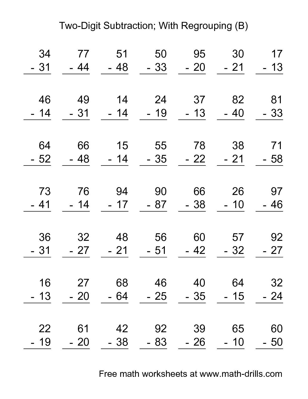 2nd Grade Subtraction With Regrouping Worksheets Worksheets Free Download