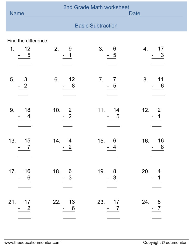 2nd Grade Subtraction Worksheets And Printables EduMonitor