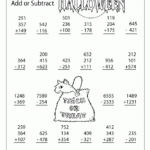 3 And 4 Digit Addition And Subtraction Halloween Worksheet