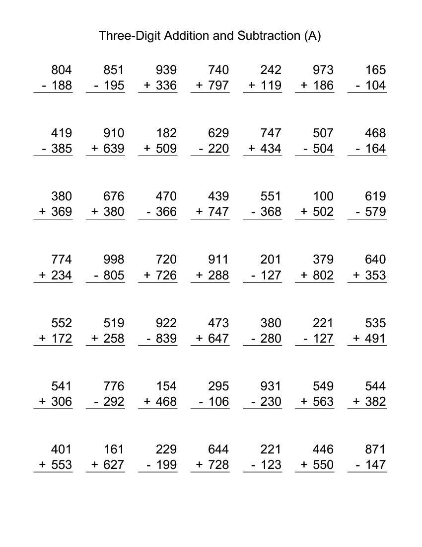 3 Digit Addition And Subtraction Emerging Luck Hoofdrekenen 