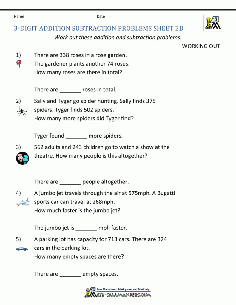 3rd Grade Addition And Subtraction Word Problems