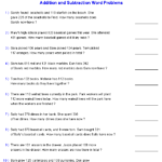 3rd Grade Addition And Subtraction Word Problems Worksheets Worksheet