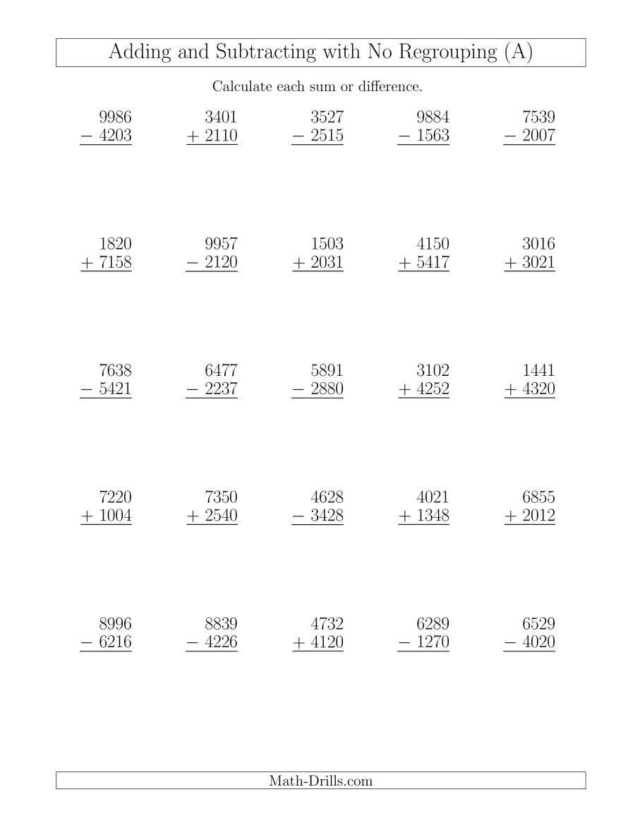 4 Digit Addition And Subtraction Worksheets Worksheet Hero