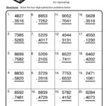 4 Digit Subtraction With Regrouping Worksheets 4th Grade Double Digit