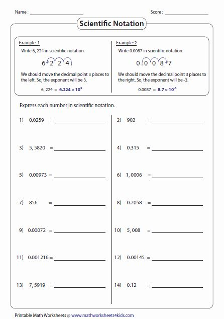 50 Adding Subtracting Scientific Notation Worksheet In 2020 