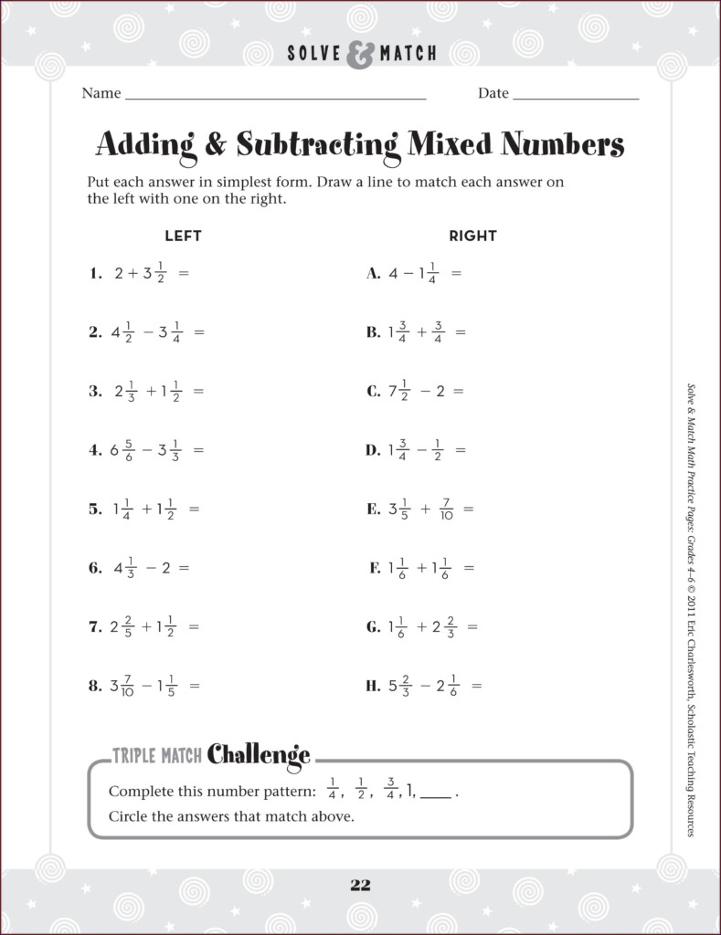 5th Grade Math Worksheets Adding And Subtracting Fractions Worksheet