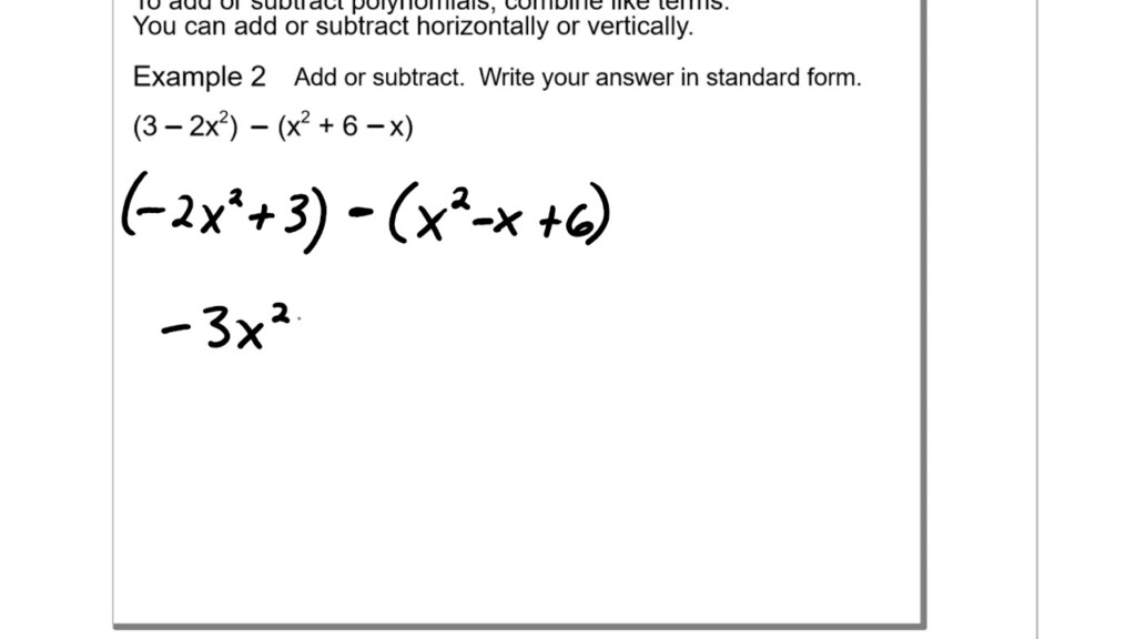 6 1 Adding And Subtracting Polynomials YouTube