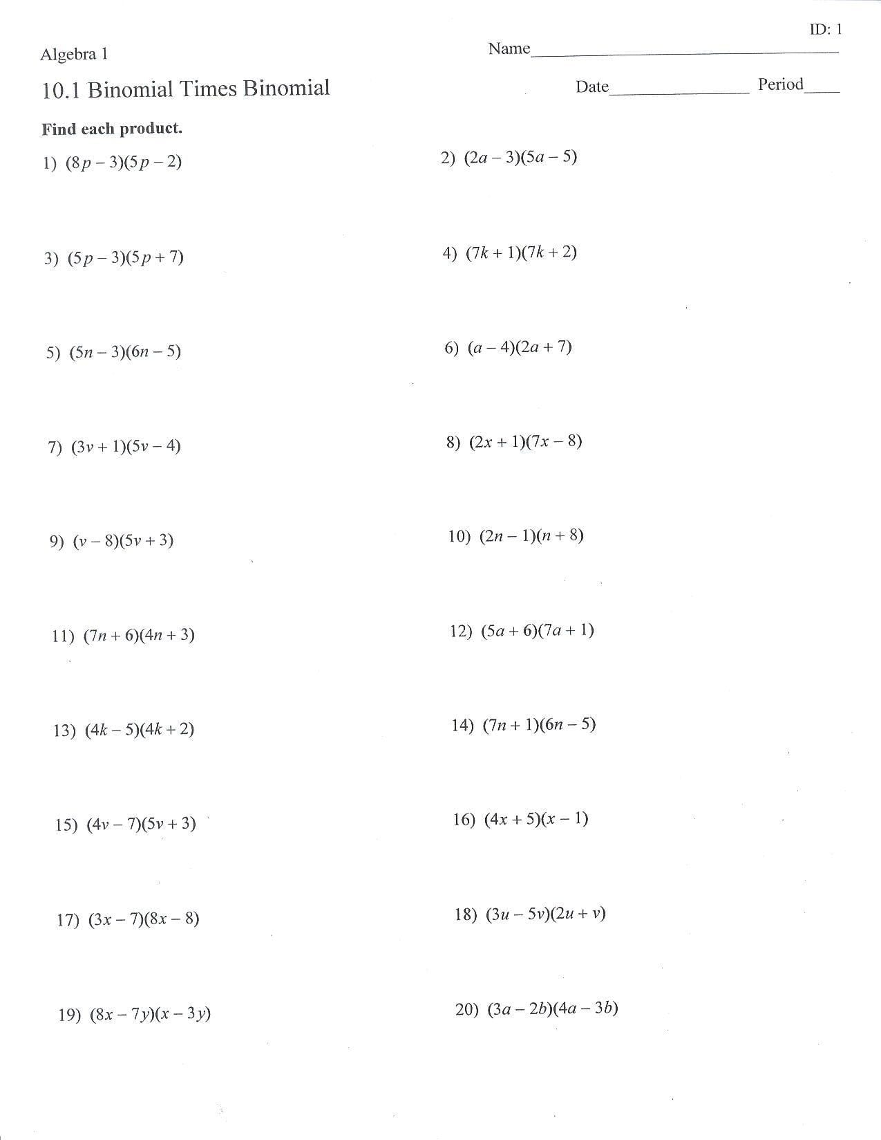 Add Subtract Multiply Divide Polynomials Worksheet Worksheets Free 