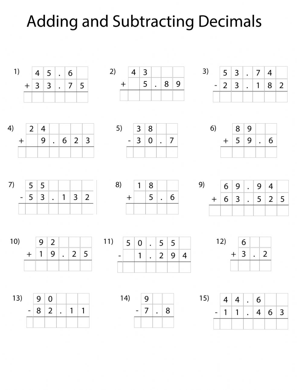 Adding And Subtracting Decimals Worksheets Pdf Worksheets Free Download