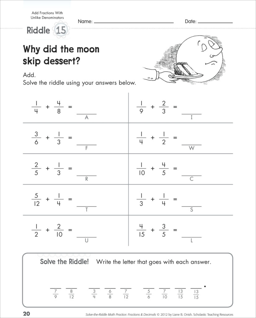 Adding And Subtracting Fractions With Like Denominators Worksheets 