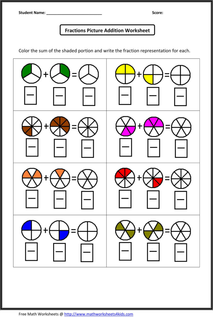 Adding And Subtracting Fractions With Models Worksheet Fraction