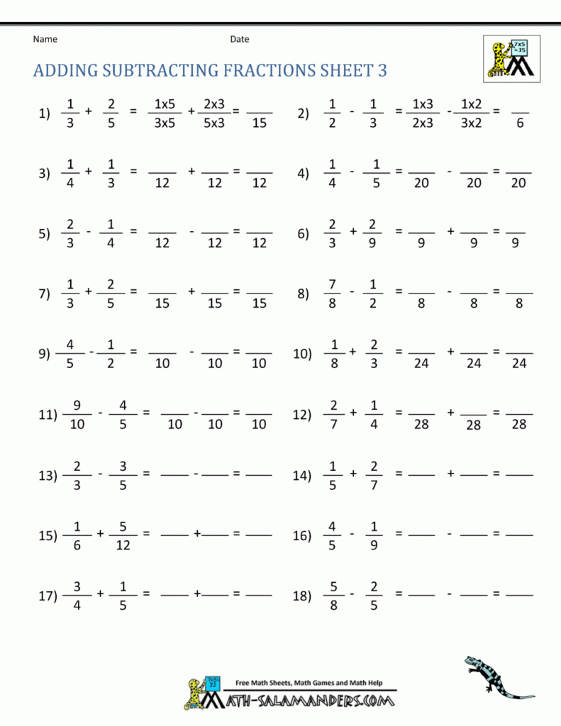 Adding And Subtracting Fractions Word Problems Worksheets 5th Grade 