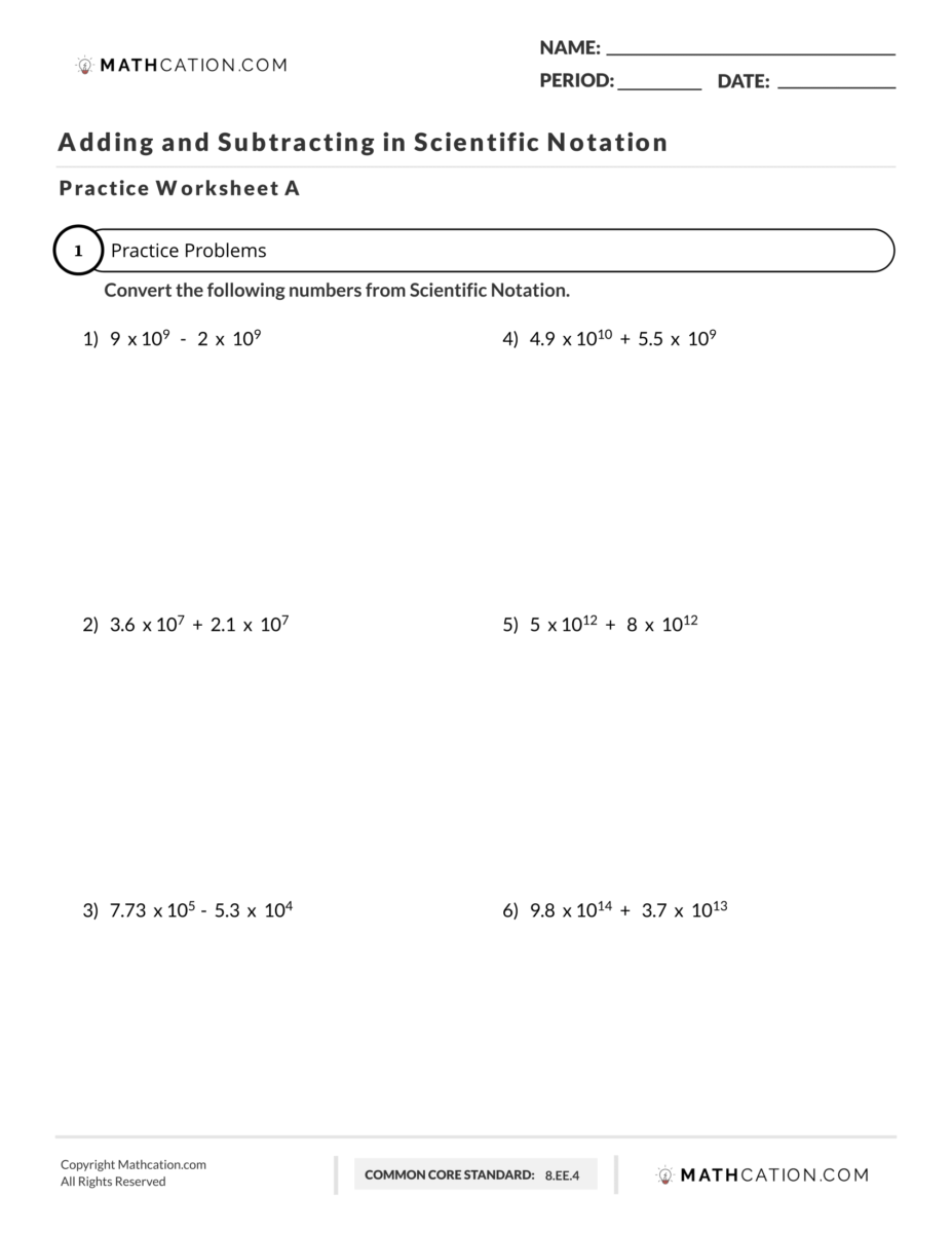 Adding And Subtracting In Scientific Notation Mathcation