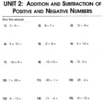Adding And Subtracting Integers Worksheet 7th Grade Worksheets Free