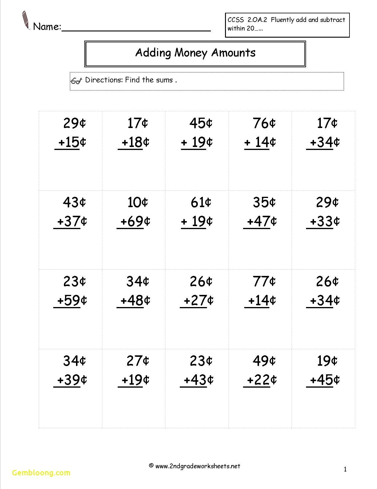 Adding And Subtracting Money Worksheets 3rd Grade Worksheets Free 