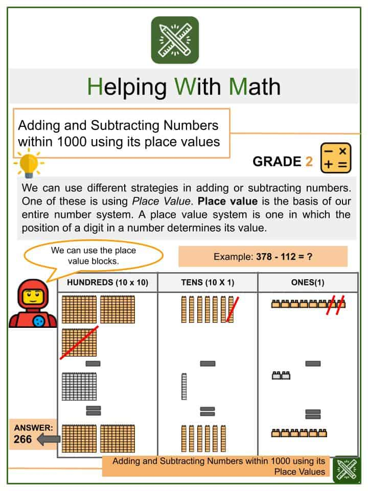 Adding And Subtracting Numbers Within 1000 Using Its Place Values 