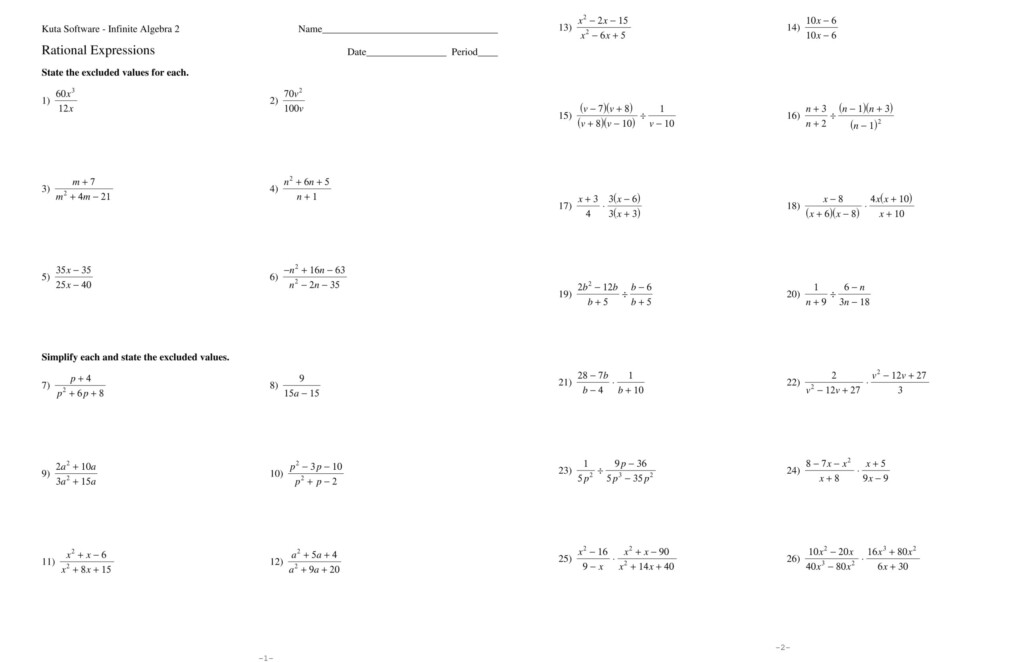 Adding And Subtracting Rational Expressions Worksheet Answers 