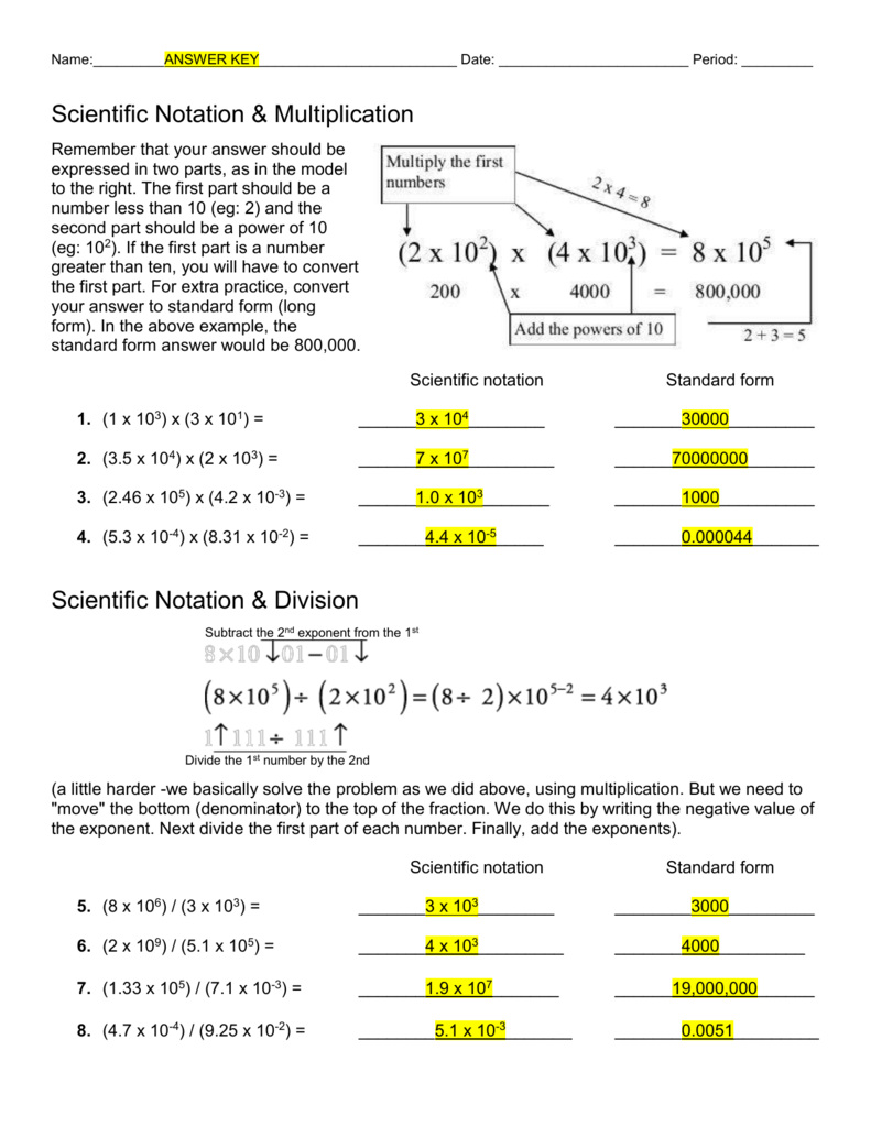 Adding And Subtracting Scientific Notation Worksheet Doc Thekidsworksheet