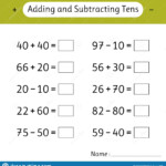 Adding And Subtracting Tens Math Worksheets For Kids School Education