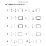 Adding And Subtracting Unlike Denominators Worksheet