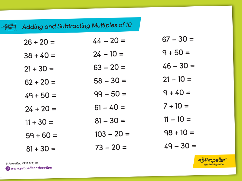 Adding Subtracting Multiples Of 10 With 2 Digit Numbers Teaching