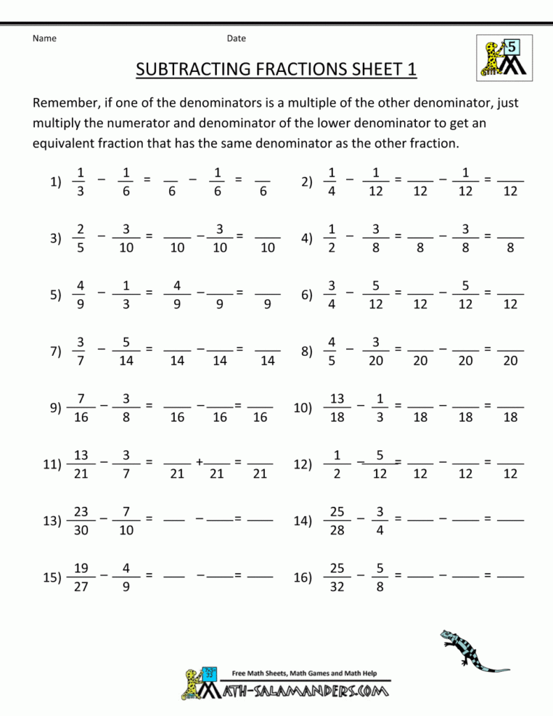 Adding Subtracting Multiplying And Dividing Fractions Worksheet With 