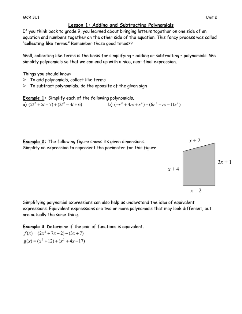 Adding Subtracting Polynomials Worksheet Answer Key Worksheets Free 