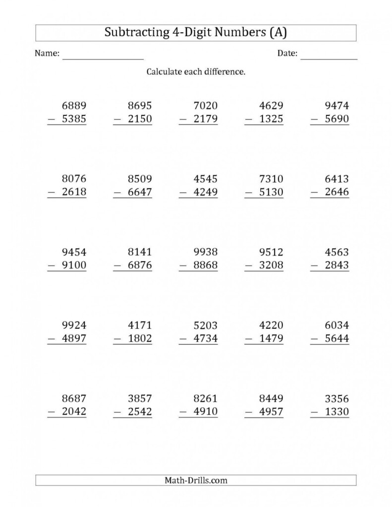 Addition And Subtraction For 4th Grade Worksheets Worksheet Hero