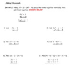 Addition And Subtraction Of Polynomials Worksheet For Grade 7