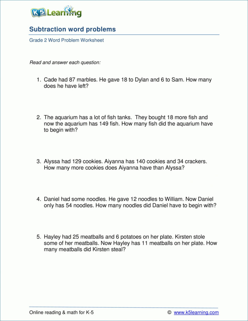 Addition And Subtraction Word Problems Worksheets For Grade 4 