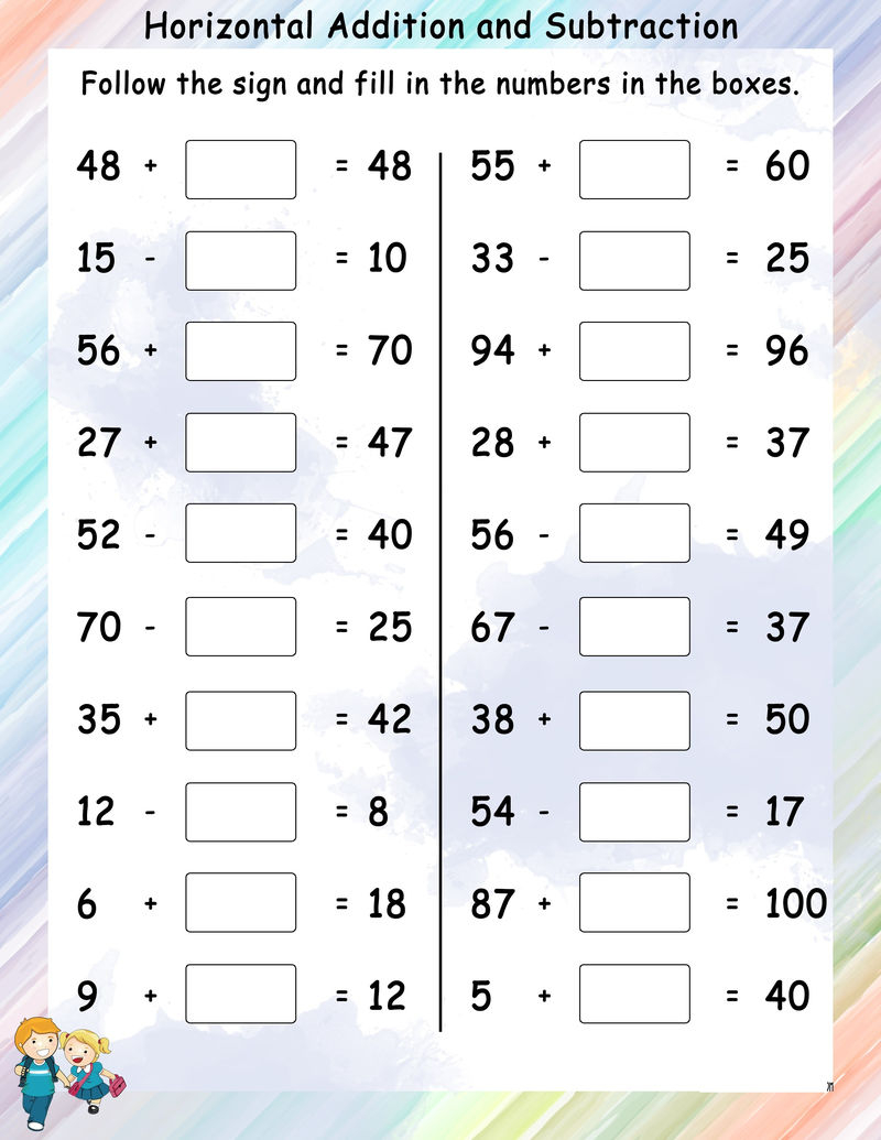 Addition And Subtraction Worksheets 2nd Grade Coloring Sheets