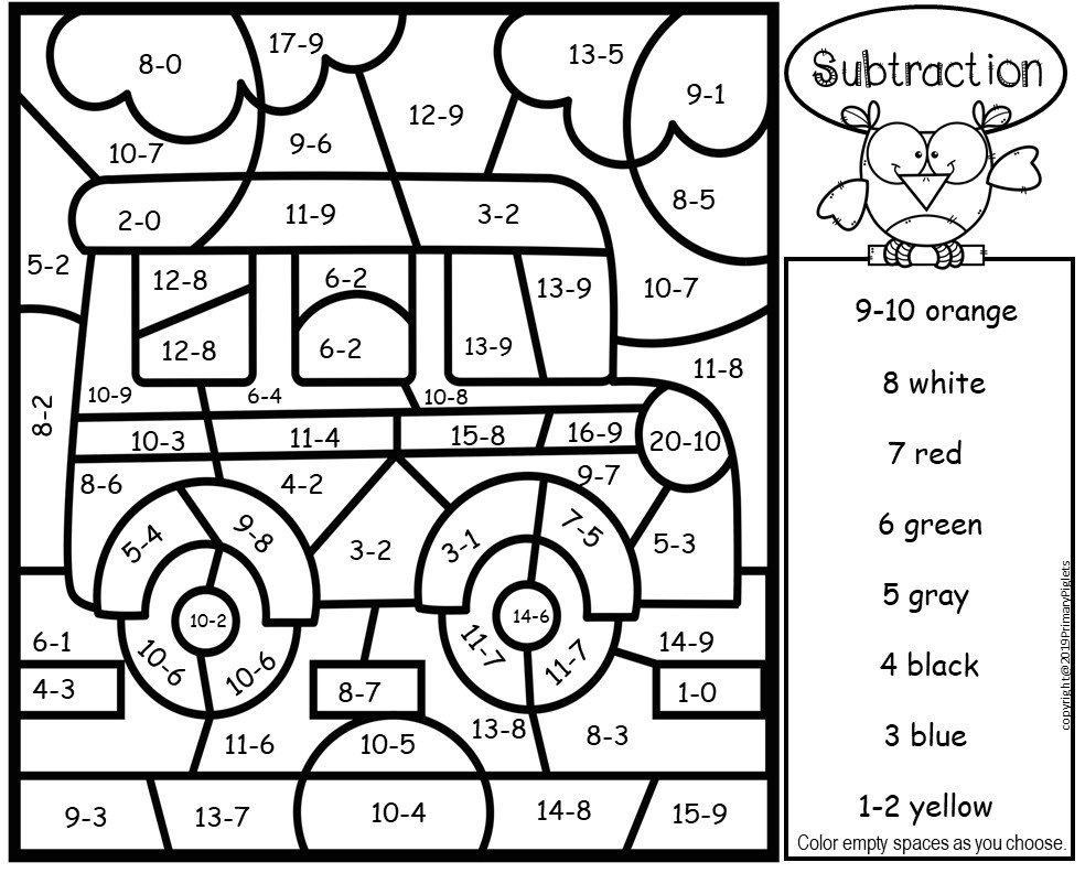 Addition Subtraction Color By Number Back To School Bundle Made By 