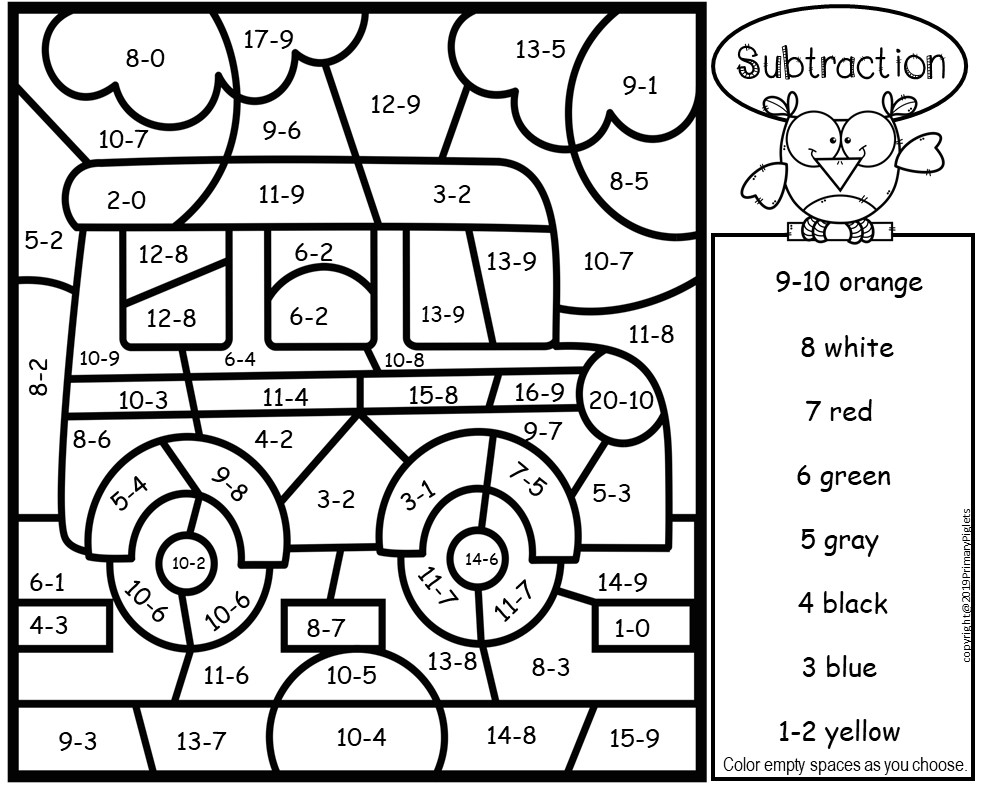 Addition Subtraction Color By Number Back To School Bundle Made By 