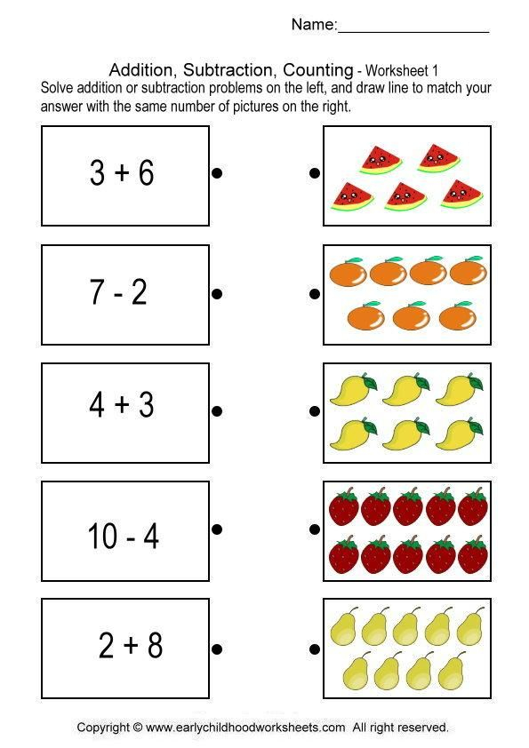 Addition Subtraction Counting Brain Teaser Worksheets 1 Kids