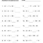 Addition Subtraction Elementary Algebra Worksheet Printable