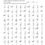 Addition Subtraction Multiplication And Division Math Facts With Answers