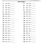 Addition Subtraction Multiplication Division Worksheets Times Tables