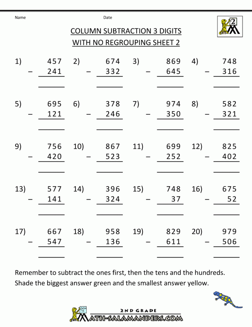 Borrowing Subtraction Worksheets Grade 3 Worksheets Free Download