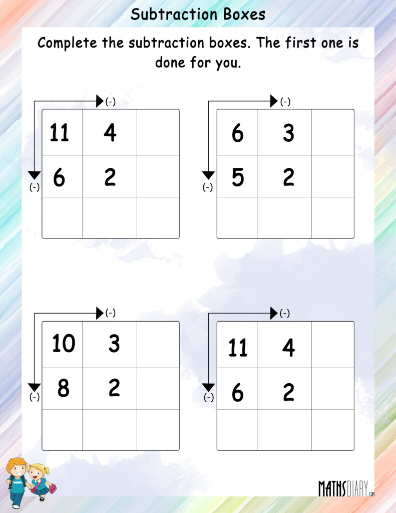 Complete The Subtraction Boxes Math Worksheets MathsDiary