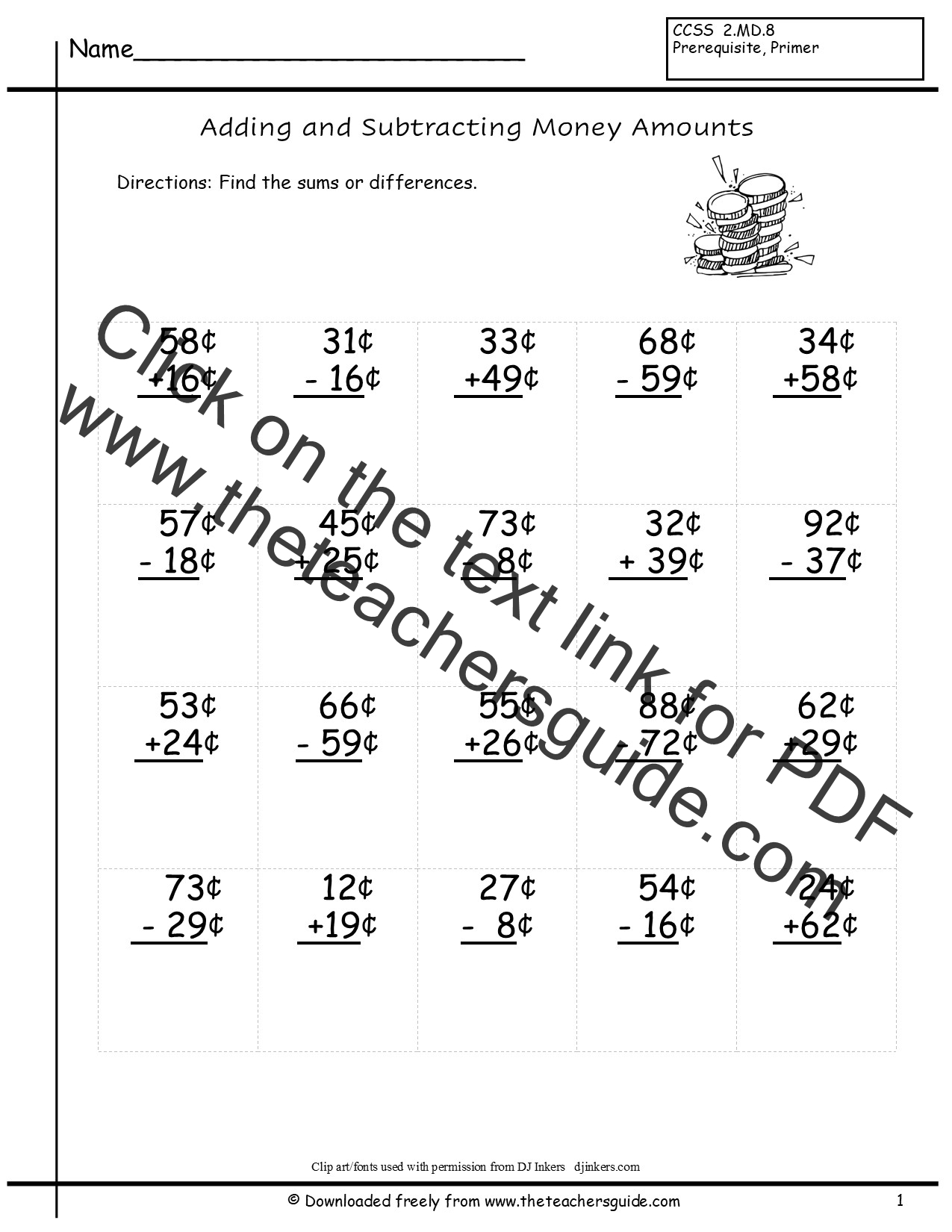 Counting Coins Worksheets From The Teacher s Guide