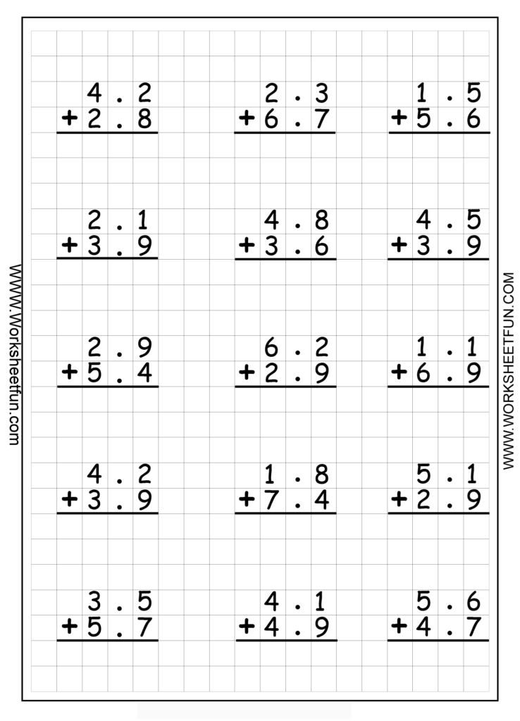 Decimal Addition Regrouping 5 Worksheets Decimals Addition 