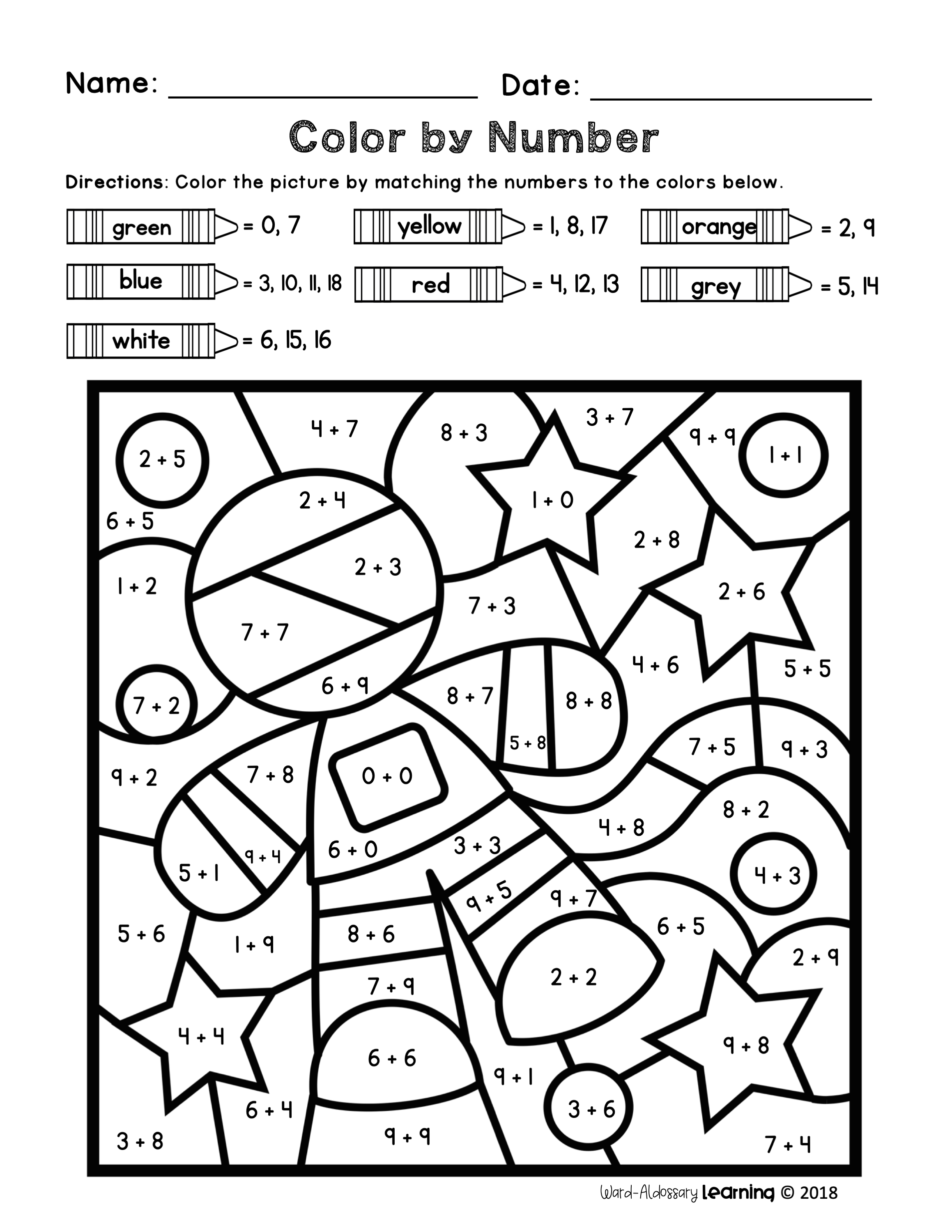 Double Digit Addition And Subtraction Color By Number Worksheet Live