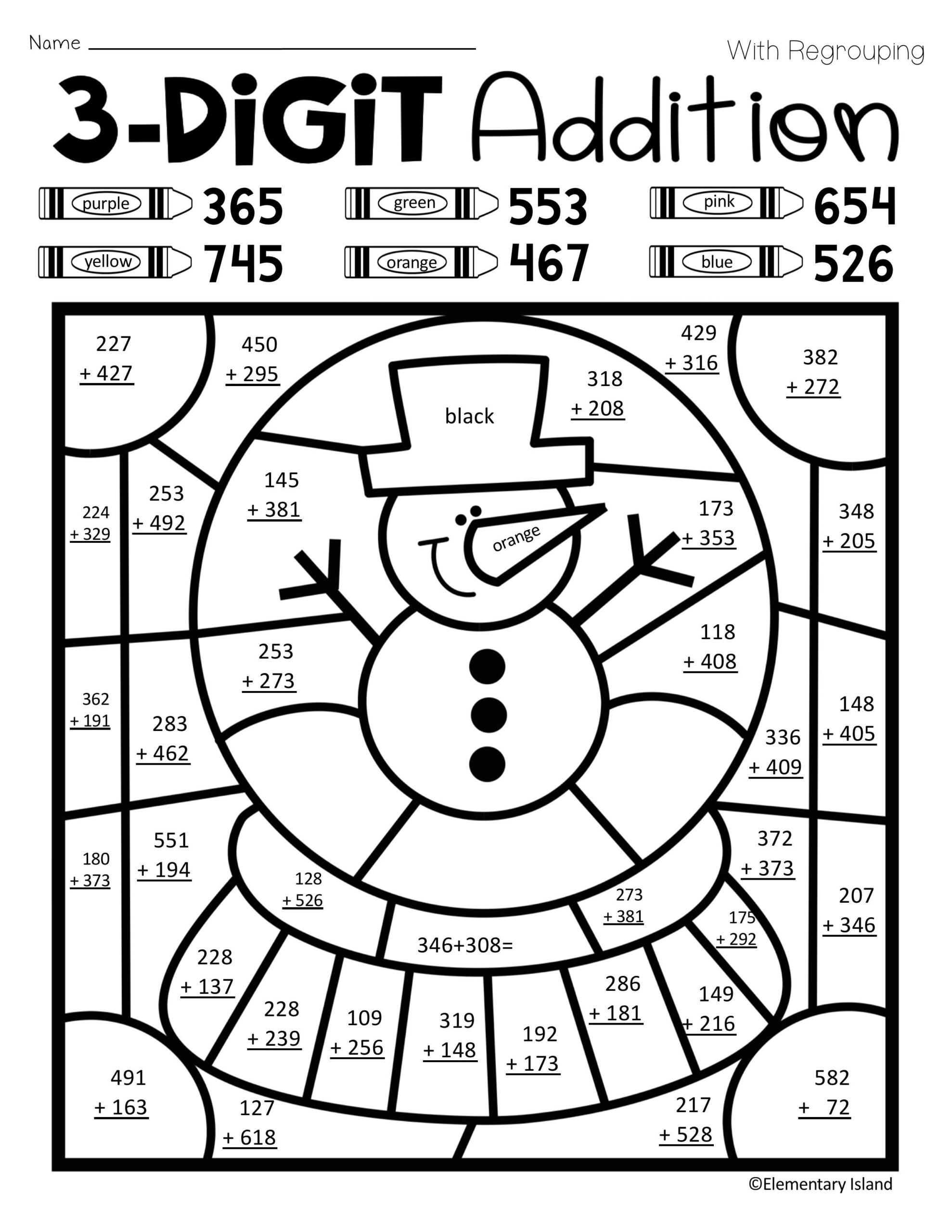 Double Digit Color By Number Addition And Subtraction Pdf 