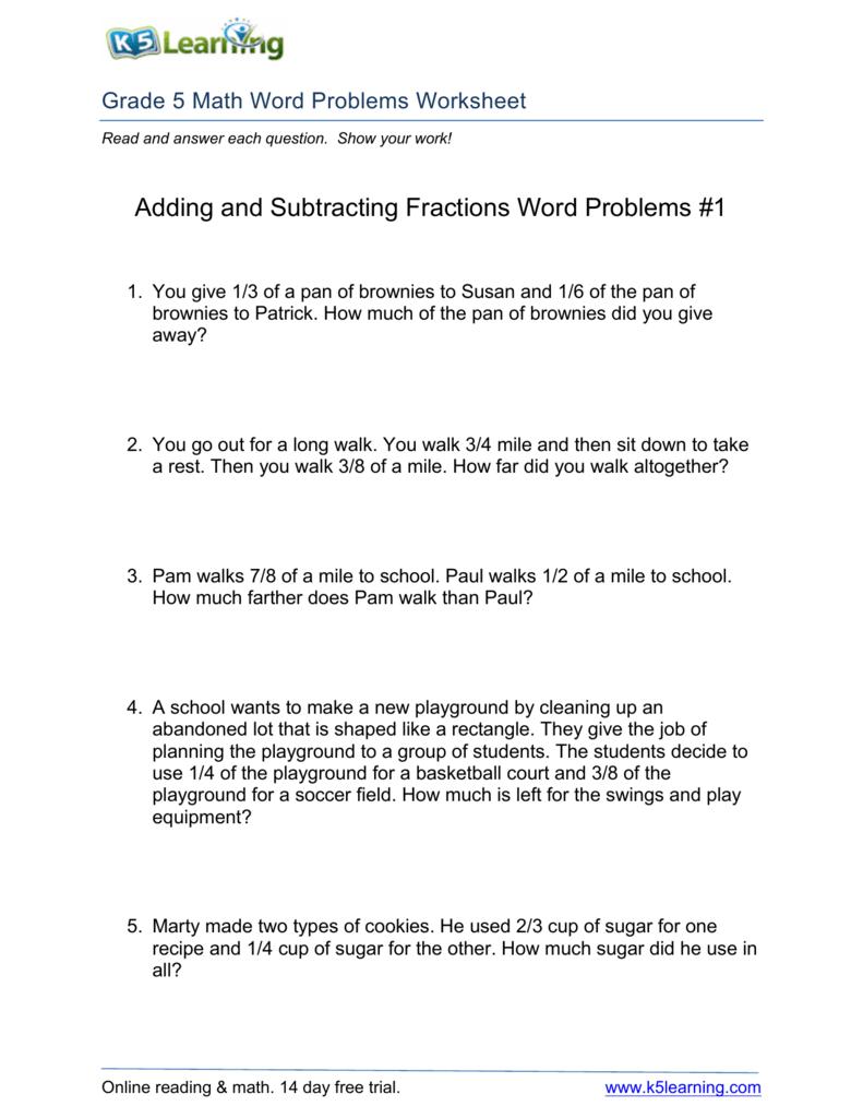 Fraction Word Problems Grade 8 Worksheet Fraction Worksheets Free
