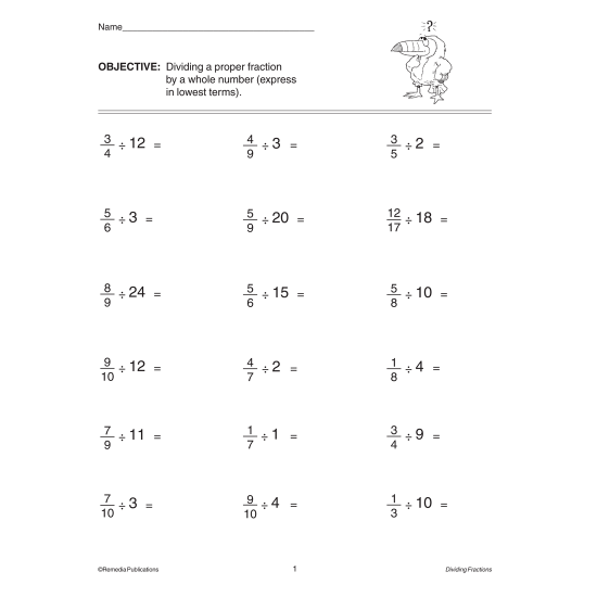 Fractions Practice For Addition Subtraction Multiplication Division 