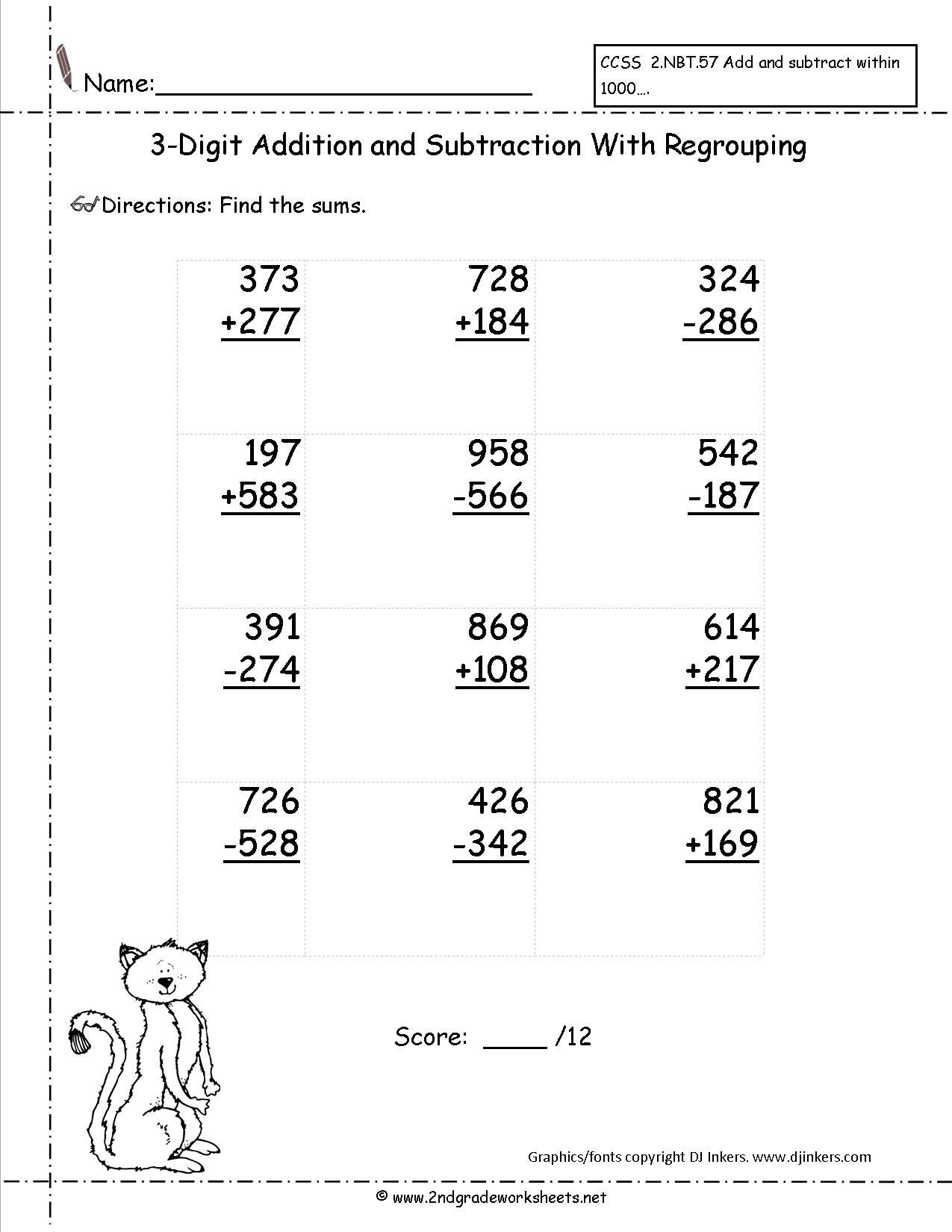 Free Printable 3 Digit Subtraction With Regrouping Worksheets Free 