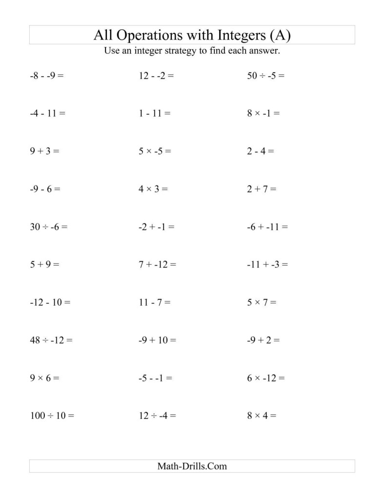 Grade 8 Math Integers Worksheets Printable Learning How To Read