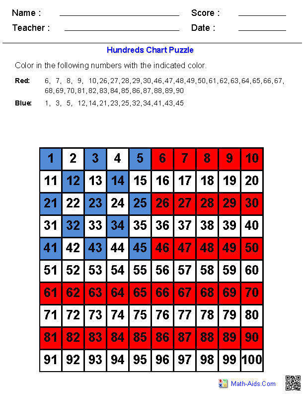 Hundreds Chart Dynamically Created Hundreds Charts