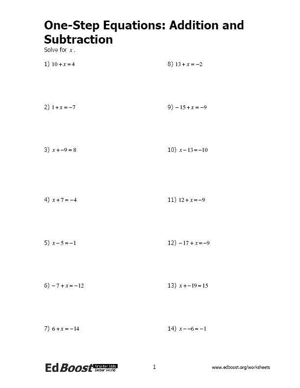 Image Result For Solving Addition And Subtraction Equations Worksheets 